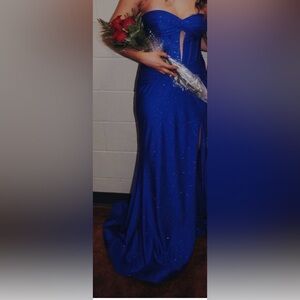 Elegant Blue Gown with Sparkle Details